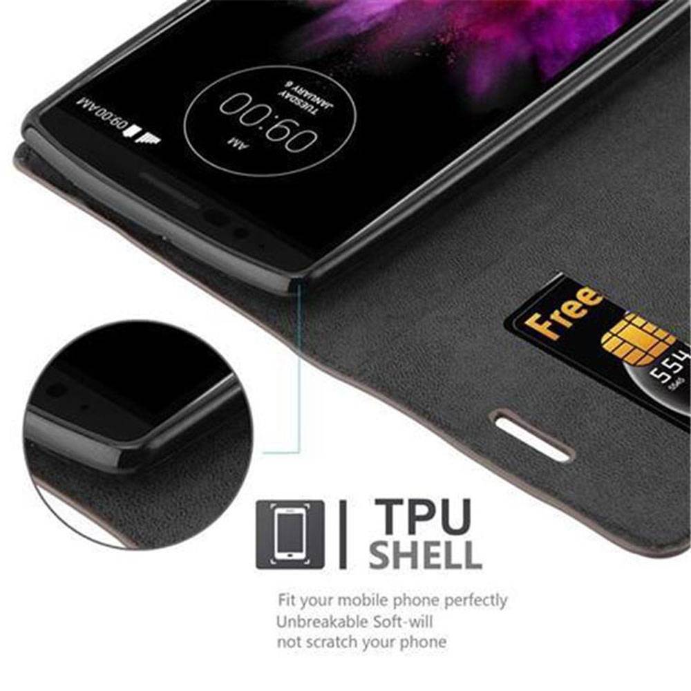 Cadorabo Hülle für LG G FLEX 2 Schutz Hülle in Braun Handyhülle Etui Case Cover Magnetverschluss