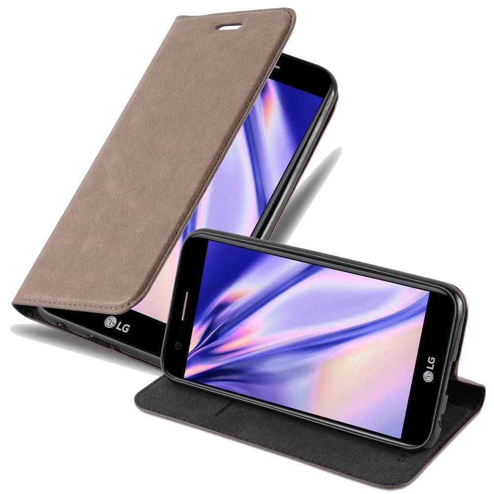 Cadorabo Hülle für LG K10 2017 Schutz Hülle in Braun Handyhülle Etui Case Cover Magnetverschluss