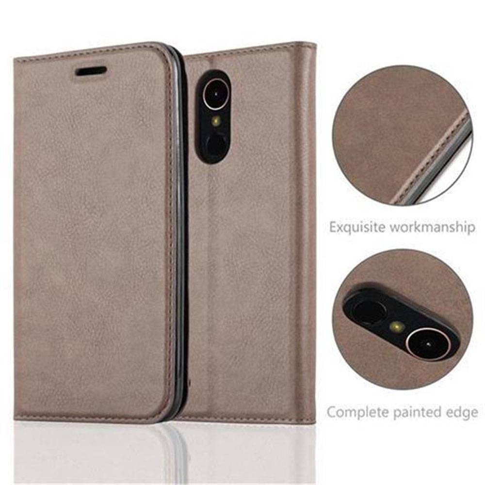 Cadorabo Hülle für LG K10 2017 Schutz Hülle in Braun Handyhülle Etui Case Cover Magnetverschluss