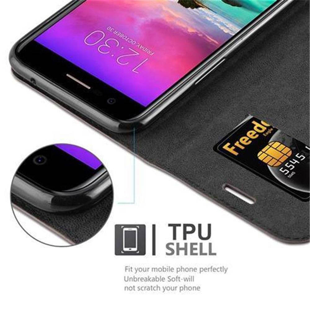 Cadorabo Hülle für LG K10 2017 Schutz Hülle in Braun Handyhülle Etui Case Cover Magnetverschluss