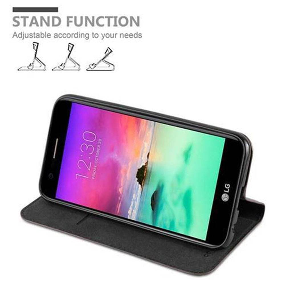 Cadorabo Hülle für LG K10 2017 Schutz Hülle in Braun Handyhülle Etui Case Cover Magnetverschluss