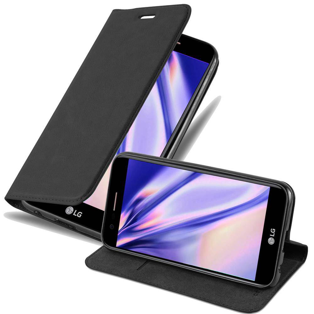 Cadorabo Hülle für LG K10 2017 Schutz Hülle in Schwarz Handyhülle Etui Case Cover Magnetverschluss