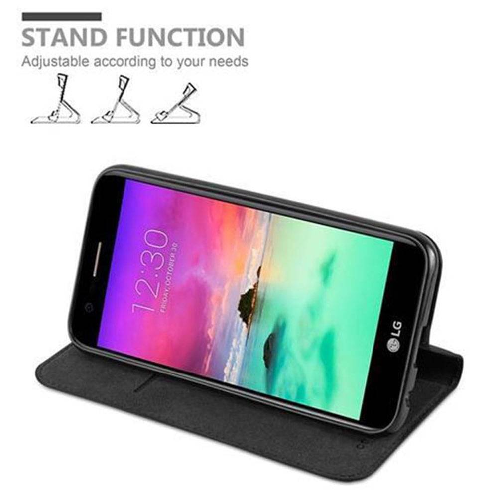 Cadorabo Hülle für LG K10 2017 Schutz Hülle in Schwarz Handyhülle Etui Case Cover Magnetverschluss