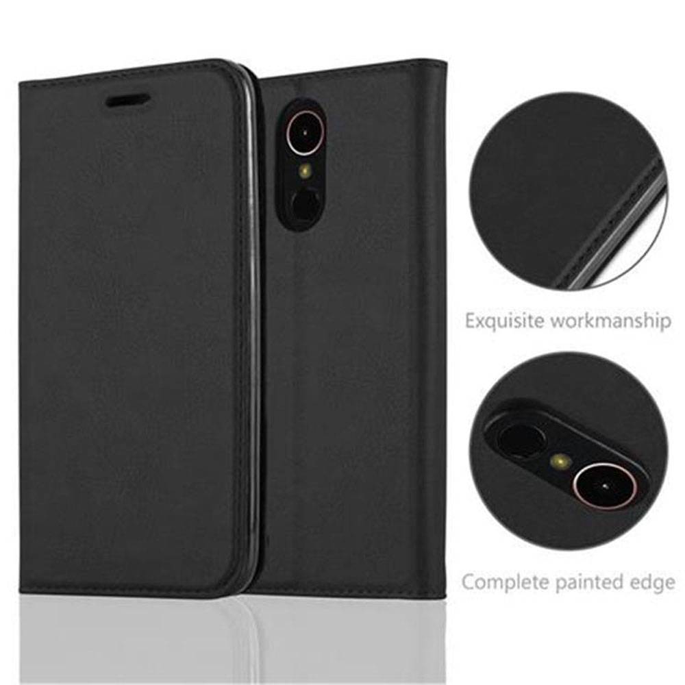 Cadorabo Hülle für LG K10 2017 Schutz Hülle in Schwarz Handyhülle Etui Case Cover Magnetverschluss