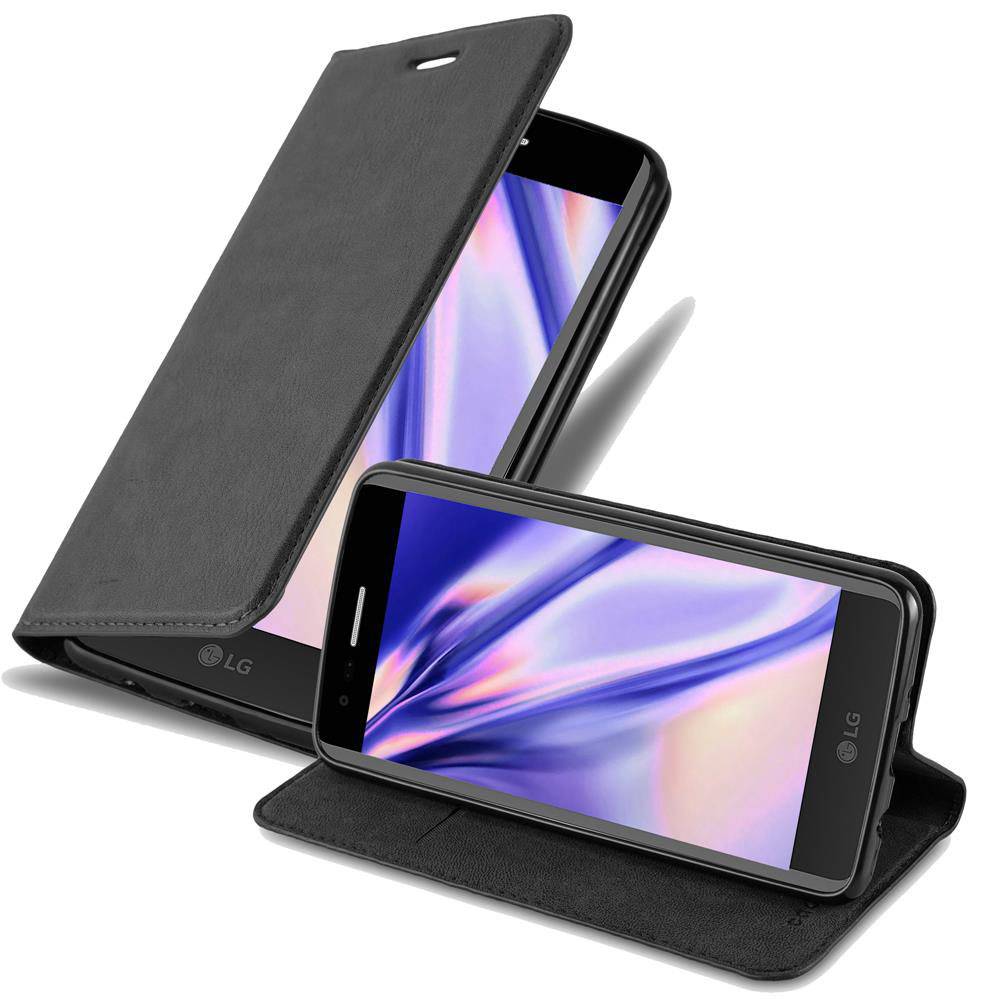 Cadorabo Hülle für LG K8 2017 Schutz Hülle in Schwarz Handyhülle Etui Case Cover Magnetverschluss