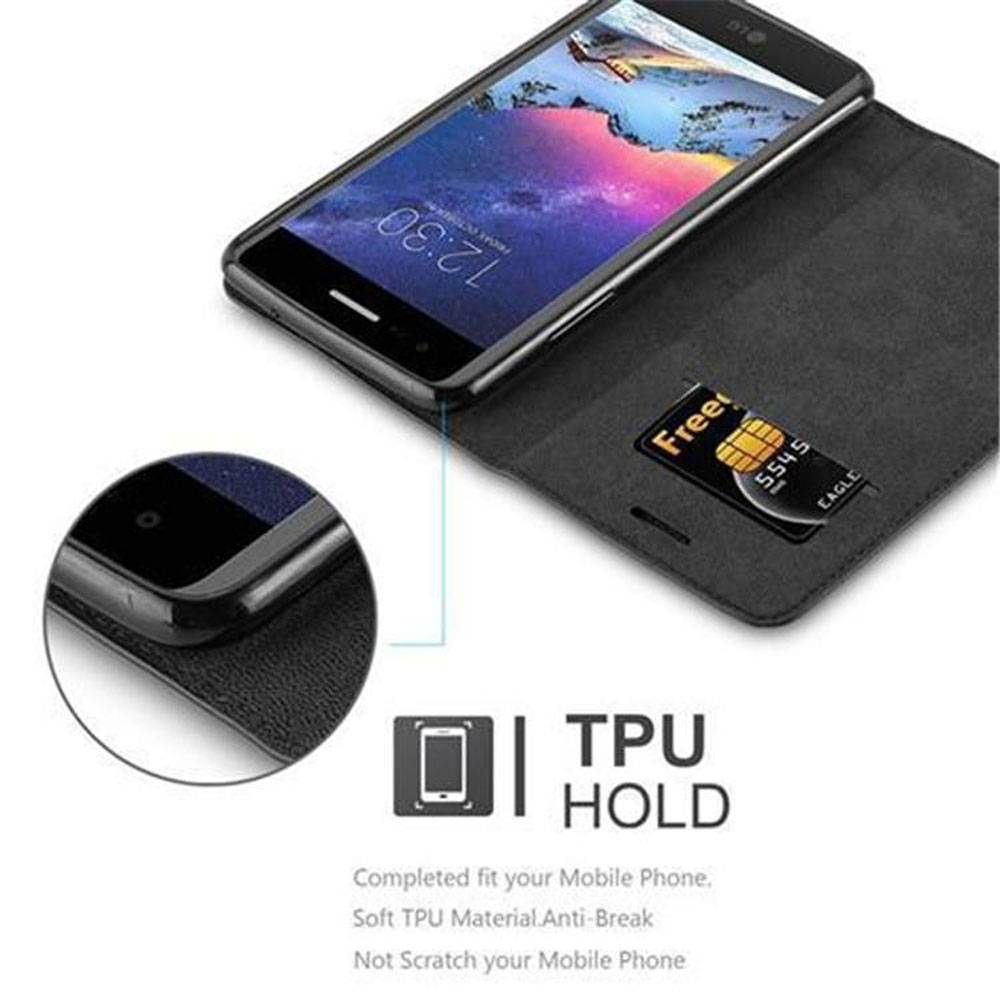 Cadorabo Hülle für LG K8 2017 Schutz Hülle in Schwarz Handyhülle Etui Case Cover Magnetverschluss