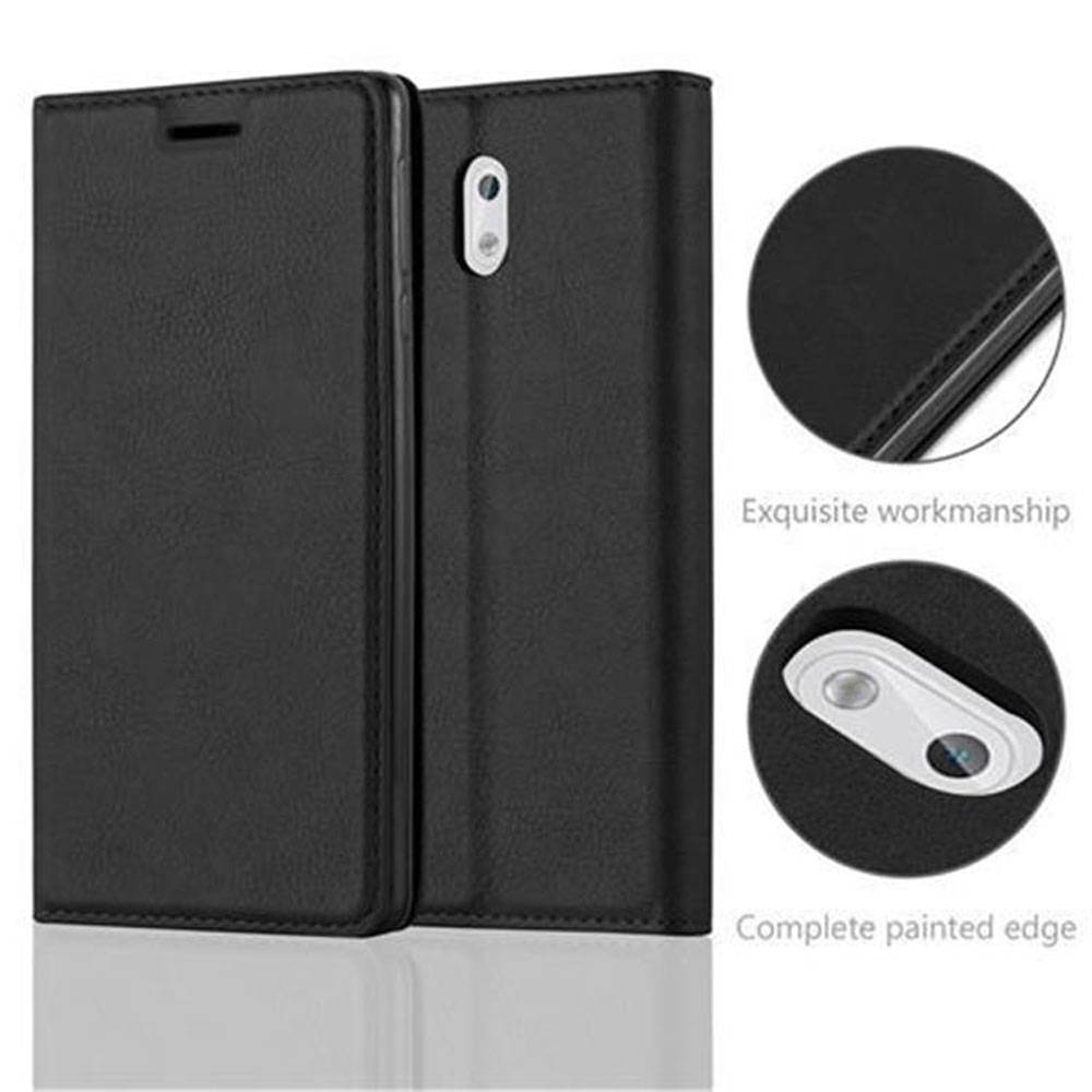 Cadorabo Hülle für Nokia 3 2017 Schutz Hülle in Schwarz Handyhülle Etui Case Cover Magnetverschluss