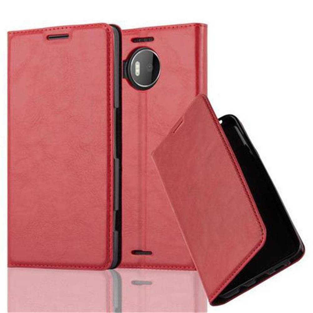 Cadorabo Hülle für Nokia Lumia 950 XL Schutz Hülle in Rot Handyhülle Etui Case Cover Magnetverschluss