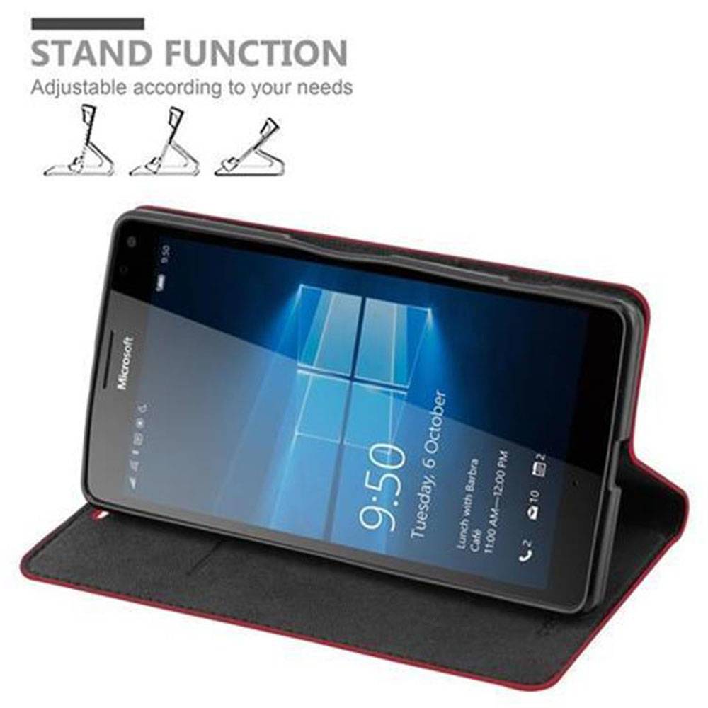Cadorabo Hülle für Nokia Lumia 950 XL Schutz Hülle in Rot Handyhülle Etui Case Cover Magnetverschluss