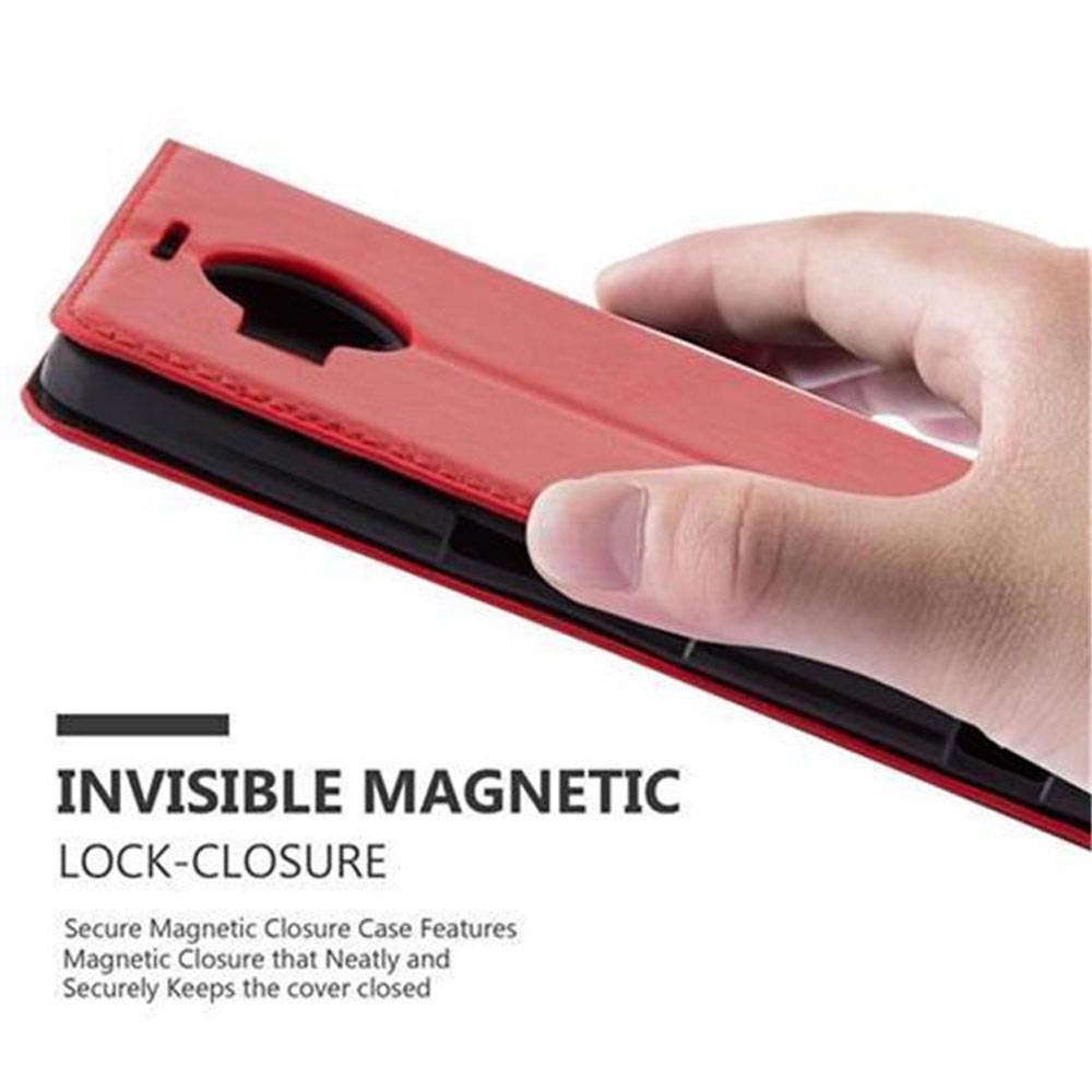 Cadorabo Hülle für Nokia Lumia 950 XL Schutz Hülle in Rot Handyhülle Etui Case Cover Magnetverschluss