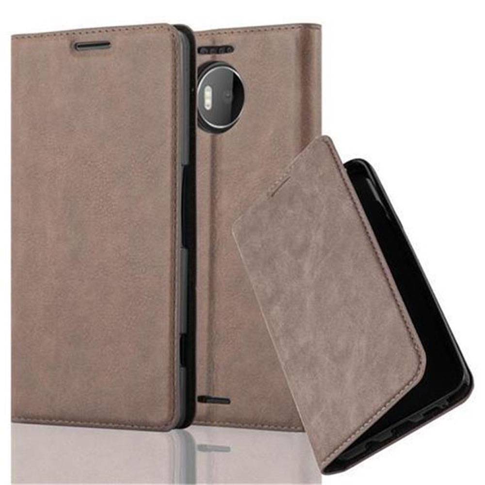 Cadorabo Hülle für Nokia Lumia 950 XL Schutz Hülle in Braun Handyhülle Etui Case Cover Magnetverschluss
