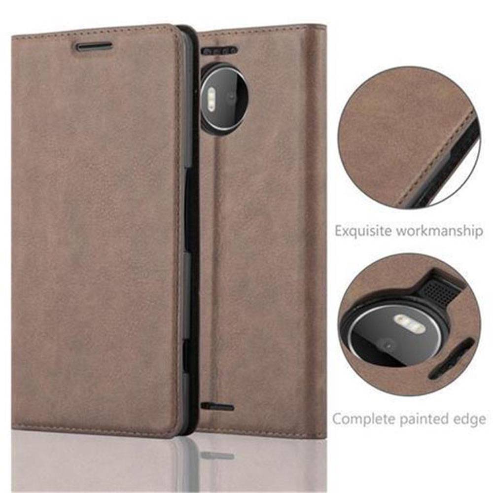Cadorabo Hülle für Nokia Lumia 950 XL Schutz Hülle in Braun Handyhülle Etui Case Cover Magnetverschluss