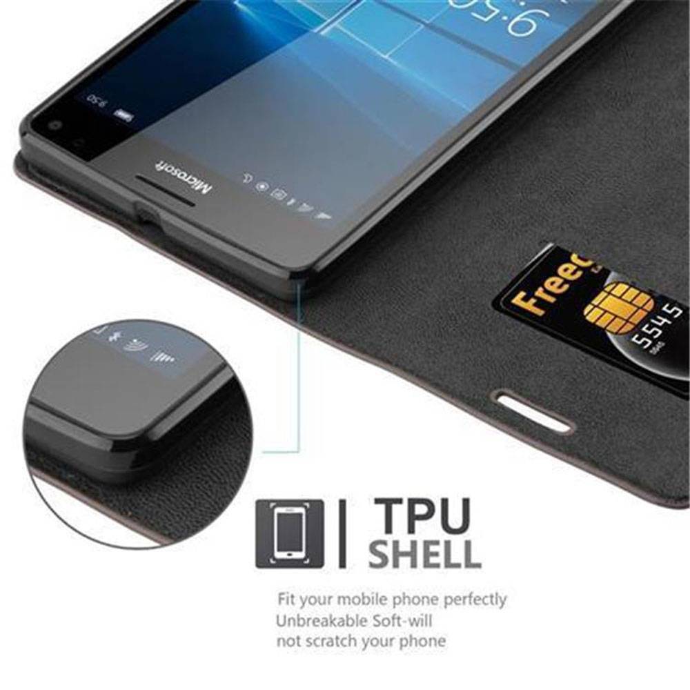 Cadorabo Hülle für Nokia Lumia 950 XL Schutz Hülle in Braun Handyhülle Etui Case Cover Magnetverschluss