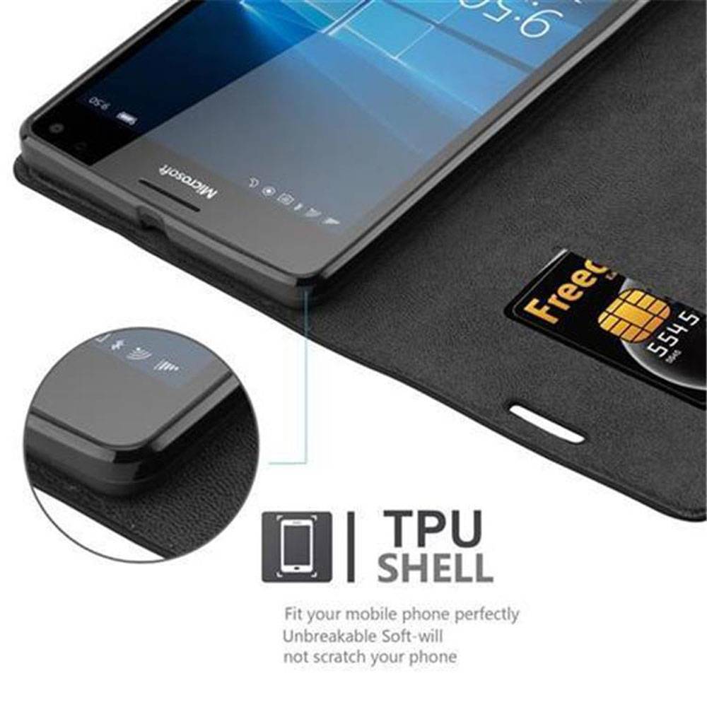 Cadorabo Hülle für Nokia Lumia 950 XL Schutz Hülle in Schwarz Handyhülle Etui Case Cover Magnetverschluss