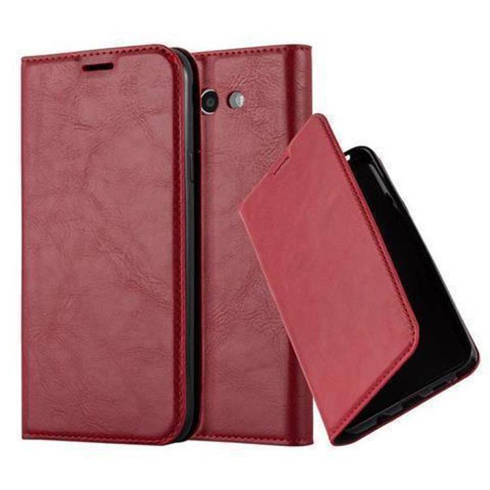 Cadorabo Hülle für Samsung Galaxy J7 2017 US Version Schutz Hülle in Rot Handyhülle Etui Case Cover Magnetverschluss