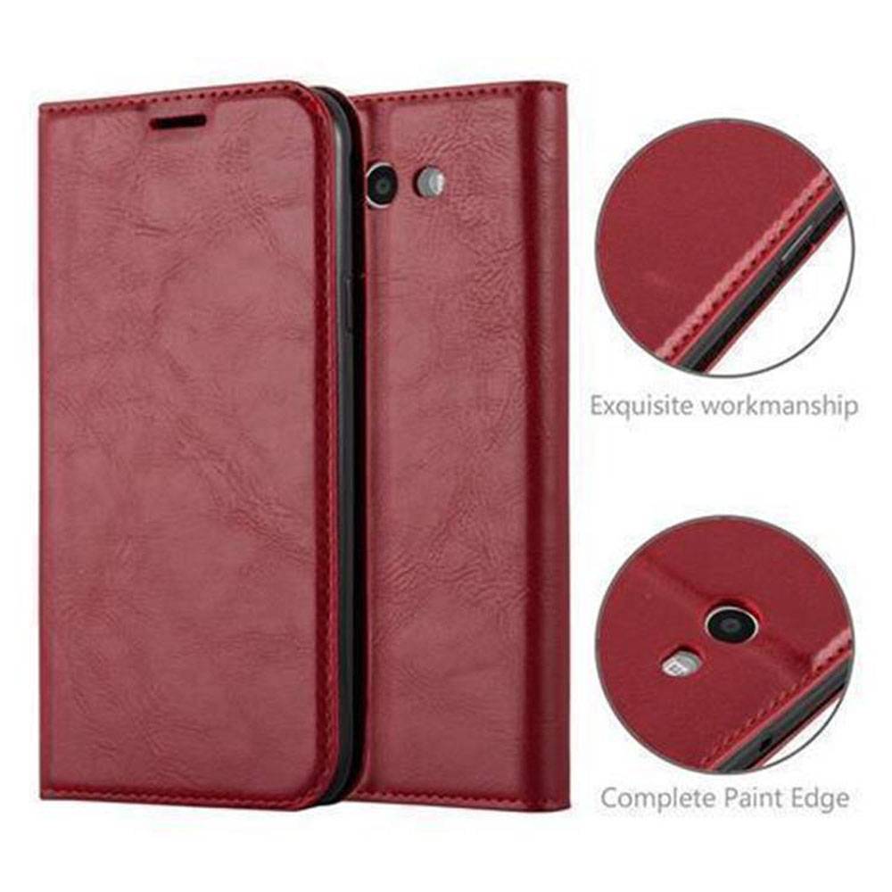 Cadorabo Hülle für Samsung Galaxy J7 2017 US Version Schutz Hülle in Rot Handyhülle Etui Case Cover Magnetverschluss