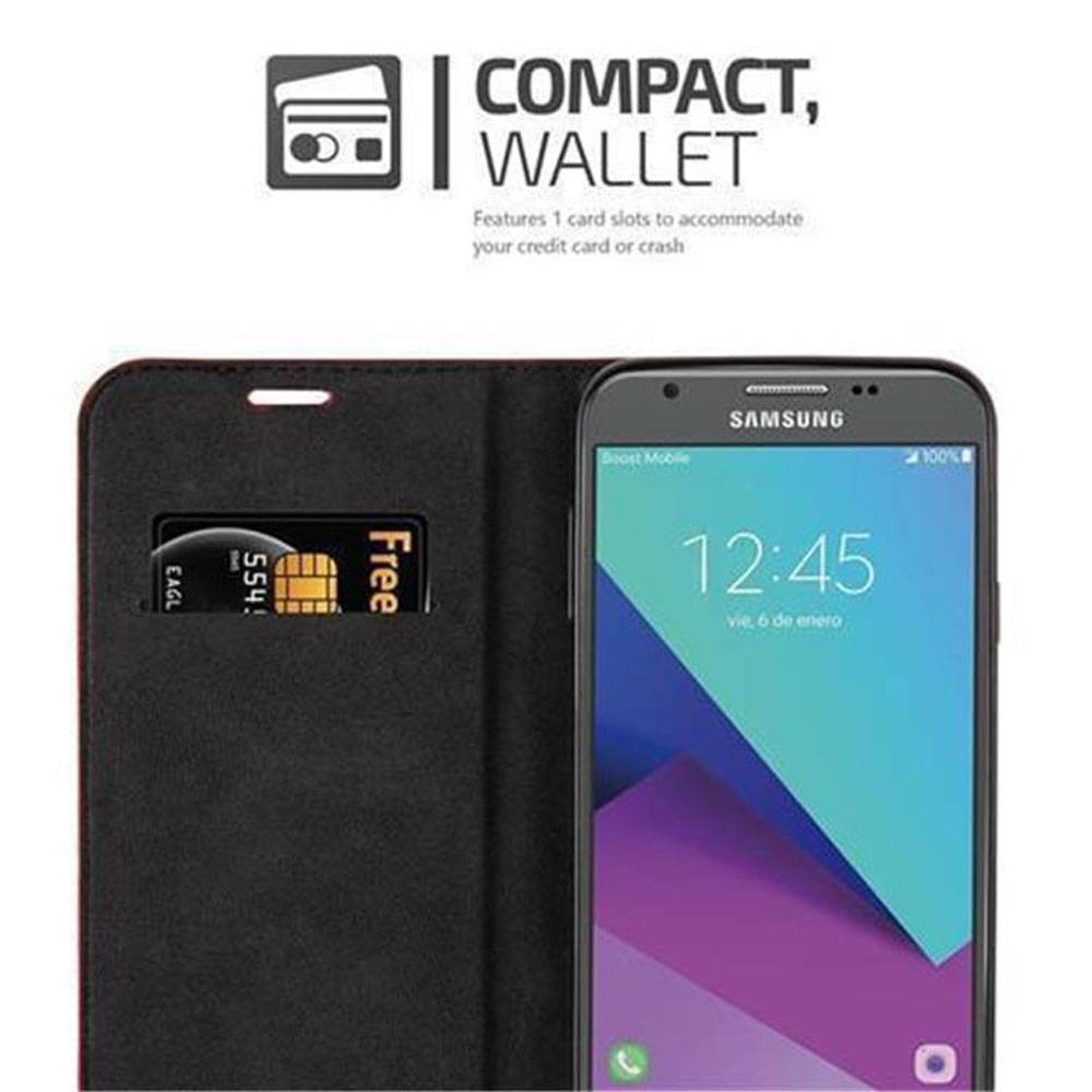 Cadorabo Hülle für Samsung Galaxy J7 2017 US Version Schutz Hülle in Rot Handyhülle Etui Case Cover Magnetverschluss
