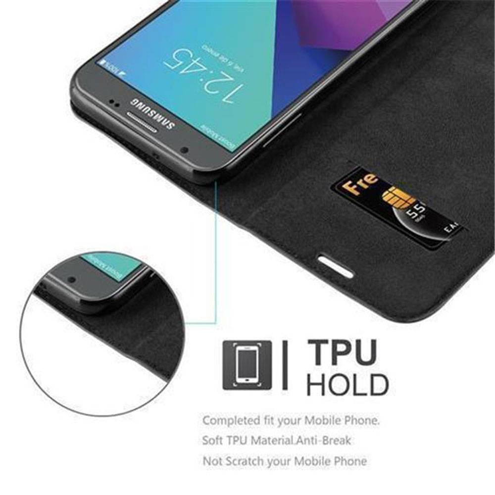 Cadorabo Hülle für Samsung Galaxy J7 2017 US Version Schutz Hülle in Schwarz Handyhülle Etui Case Cover Magnetverschluss