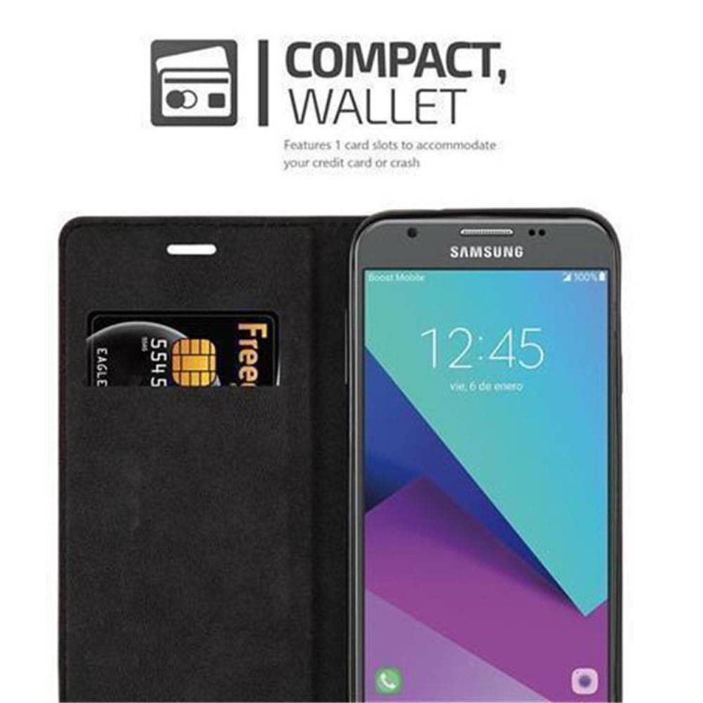 Cadorabo Hülle für Samsung Galaxy J7 2017 US Version Schutz Hülle in Schwarz Handyhülle Etui Case Cover Magnetverschluss