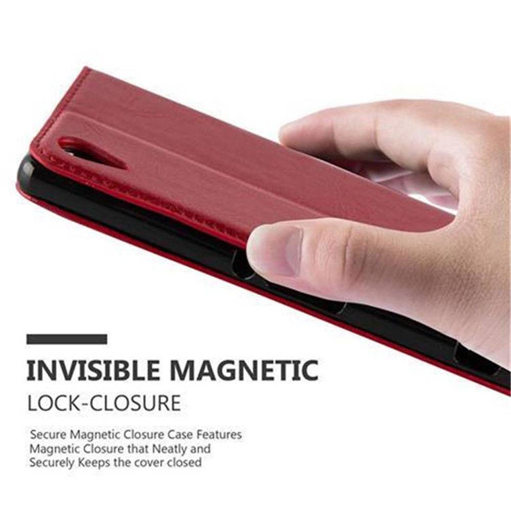 Cadorabo Hülle für Sony Xperia M4 AQUA Schutz Hülle in Rot Handyhülle Etui Case Cover Magnetverschluss