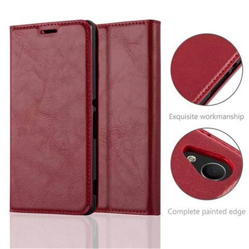 Cadorabo Hülle für Sony Xperia M4 AQUA Schutz Hülle in Rot Handyhülle Etui Case Cover Magnetverschluss