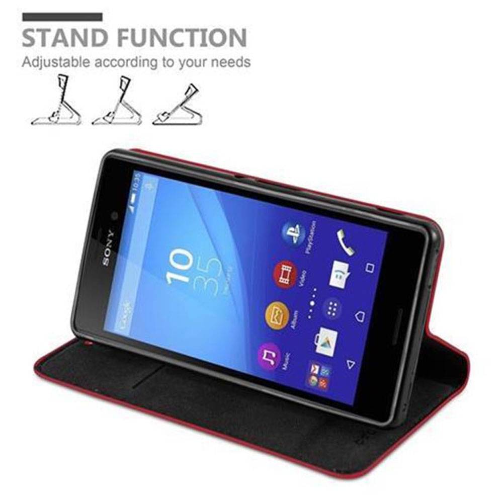 Cadorabo Hülle für Sony Xperia M4 AQUA Schutz Hülle in Rot Handyhülle Etui Case Cover Magnetverschluss