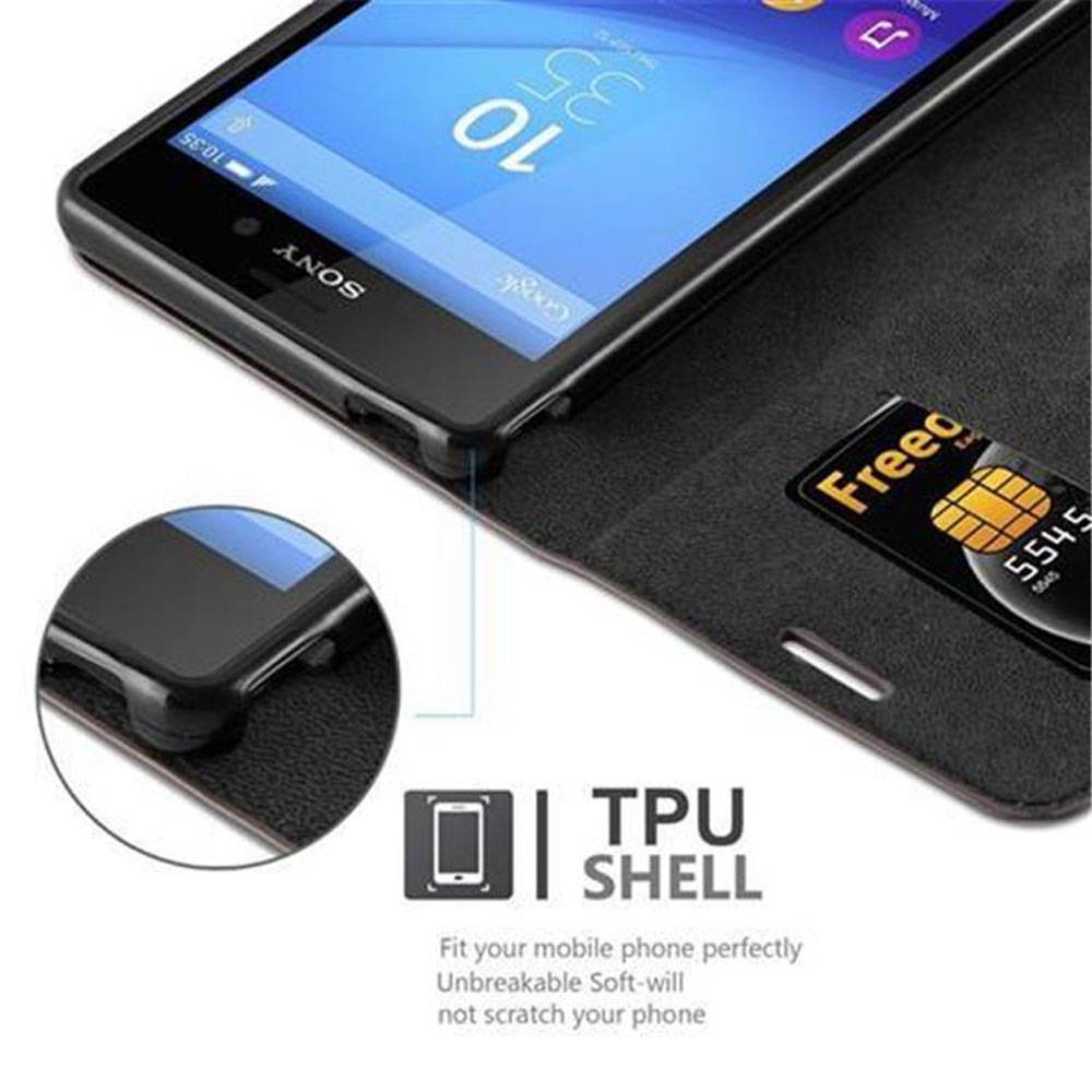 Cadorabo Hülle für Sony Xperia M4 AQUA Schutz Hülle in Braun Handyhülle Etui Case Cover Magnetverschluss