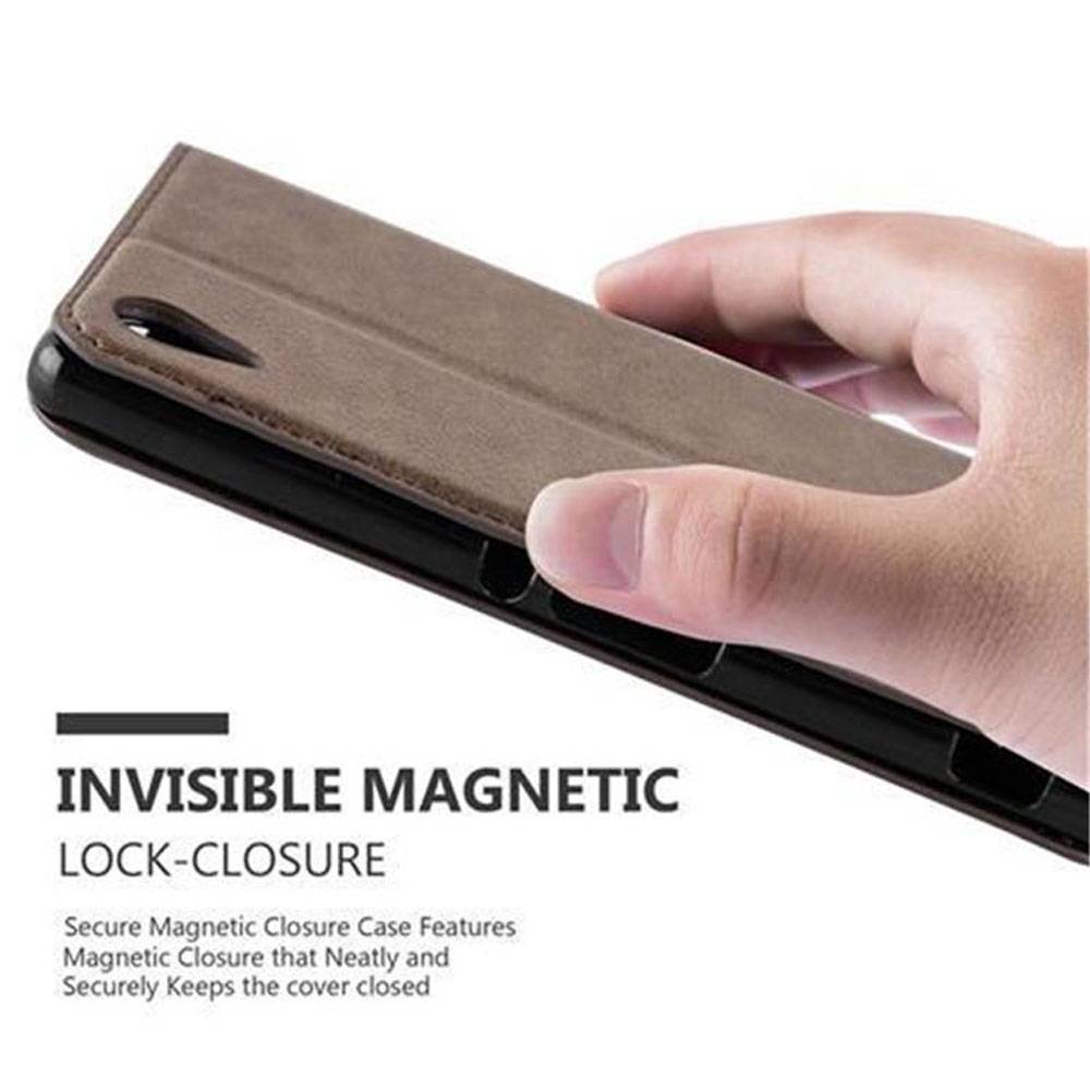 Cadorabo Hülle für Sony Xperia M4 AQUA Schutz Hülle in Braun Handyhülle Etui Case Cover Magnetverschluss