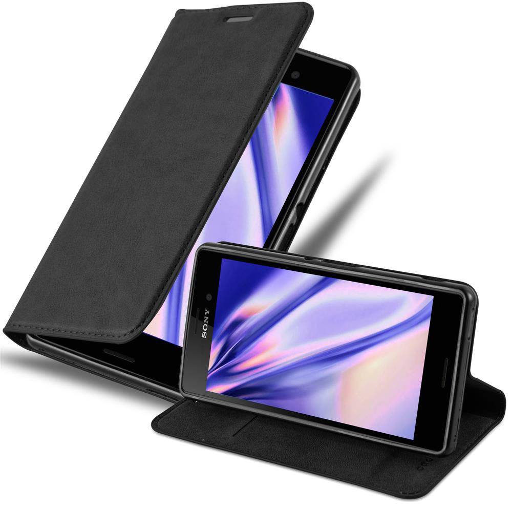 Cadorabo Hülle für Sony Xperia M4 AQUA Schutz Hülle in Schwarz Handyhülle Etui Case Cover Magnetverschluss