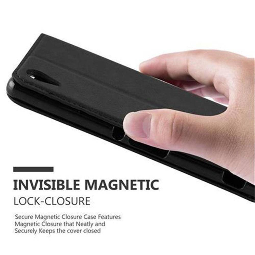 Cadorabo Hülle für Sony Xperia M4 AQUA Schutz Hülle in Schwarz Handyhülle Etui Case Cover Magnetverschluss