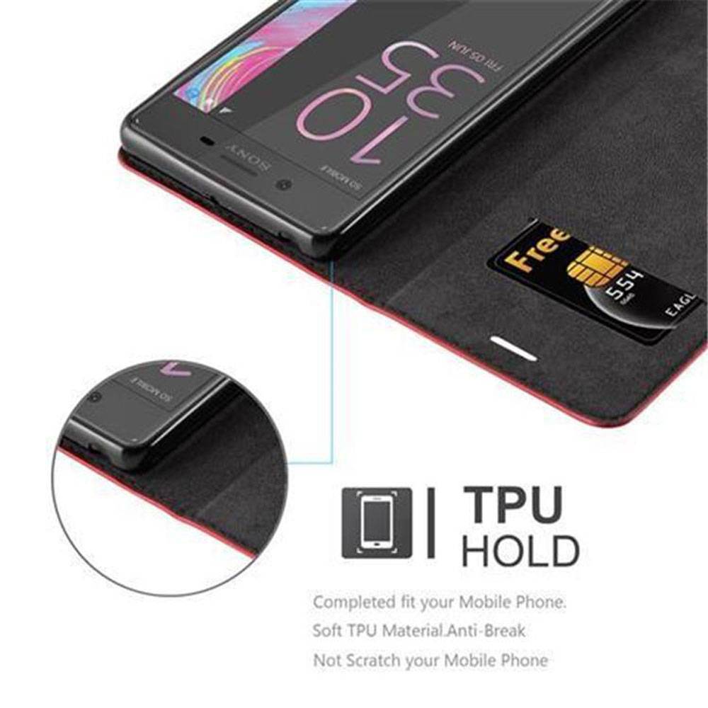 Cadorabo Hülle für Sony Xperia X Schutz Hülle in Rot Handyhülle Etui Case Cover Magnetverschluss