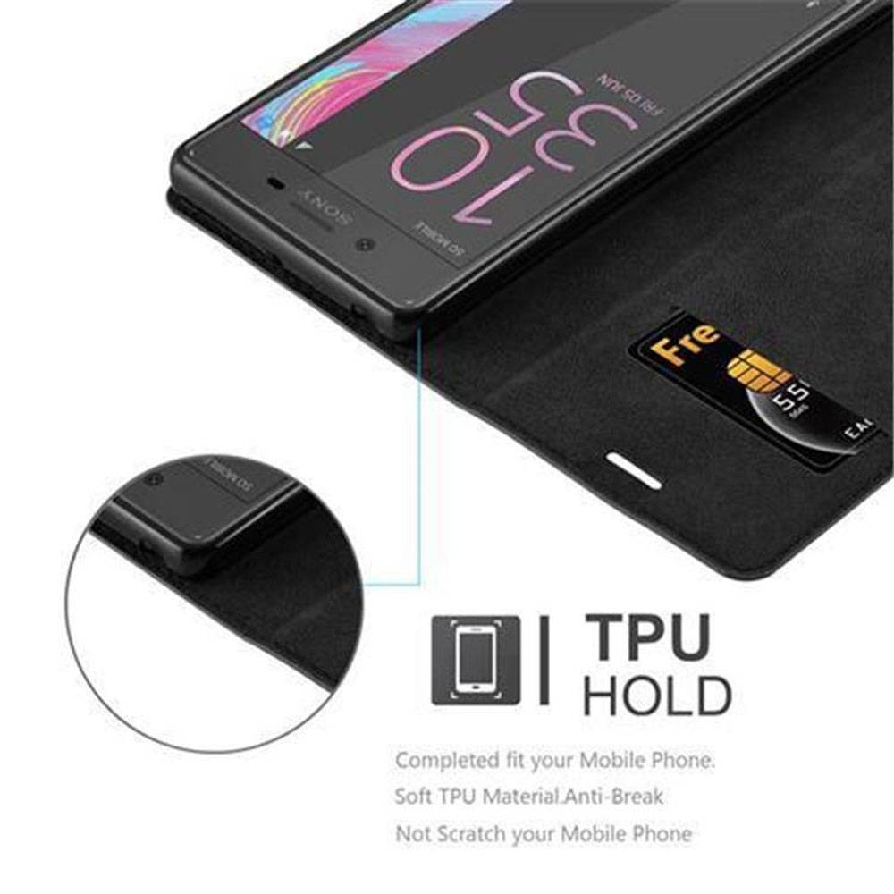 Cadorabo Hülle für Sony Xperia X Schutz Hülle in Schwarz Handyhülle Etui Case Cover Magnetverschluss
