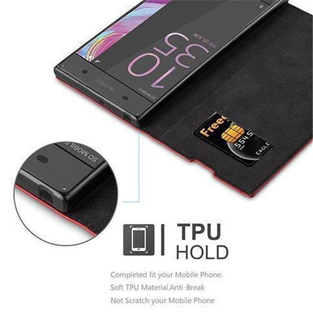 Cadorabo Hülle für Sony Xperia XA Schutz Hülle in Rot Handyhülle Etui Case Cover Magnetverschluss