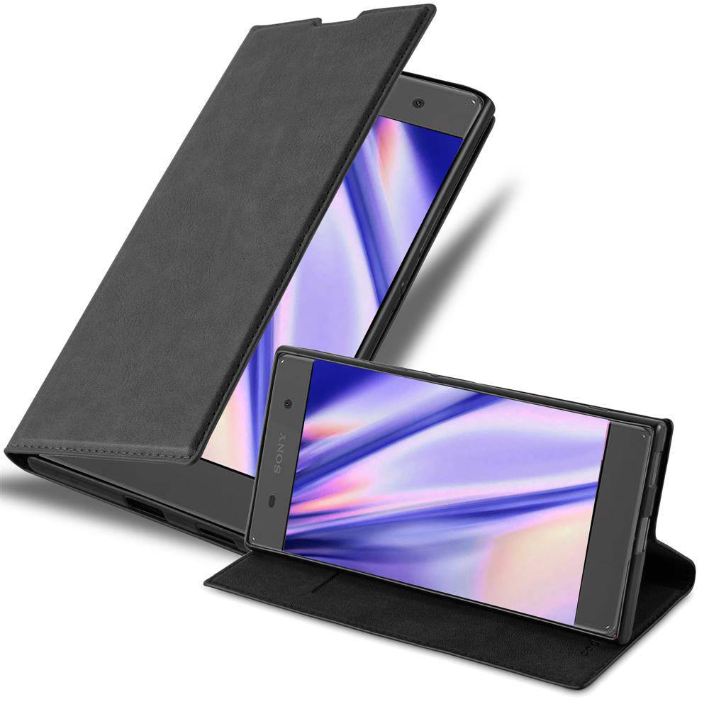 Cadorabo Hülle für Sony Xperia XA Schutz Hülle in Schwarz Handyhülle Etui Case Cover Magnetverschluss