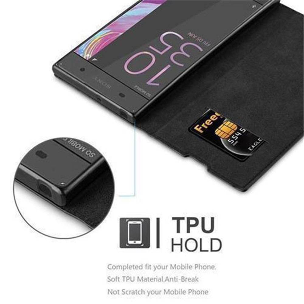 Cadorabo Hülle für Sony Xperia XA Schutz Hülle in Schwarz Handyhülle Etui Case Cover Magnetverschluss