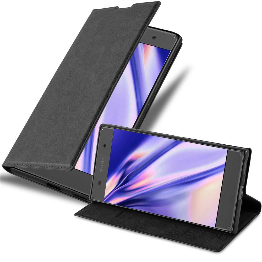 Cadorabo Hülle für Sony Xperia XA1 Schutz Hülle in Schwarz Handyhülle Etui Case Cover Magnetverschluss