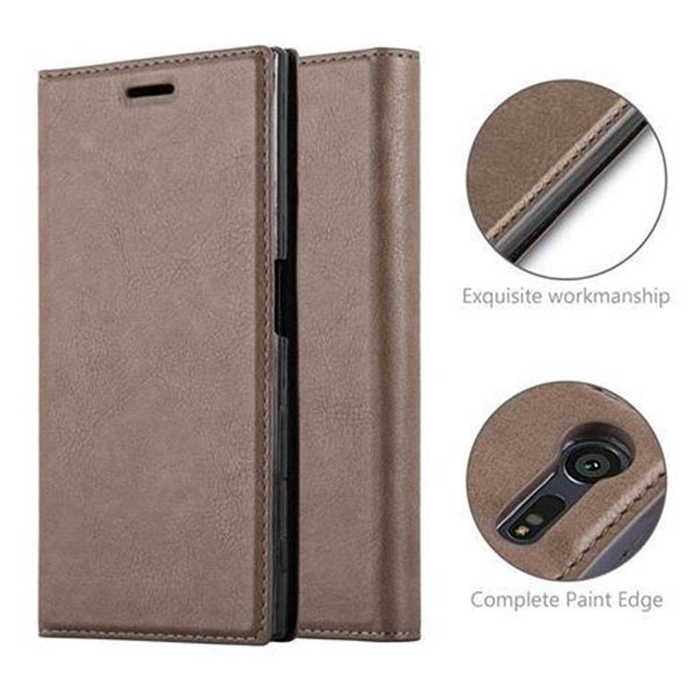 Cadorabo Hülle für Sony Xperia X COMPACT Schutz Hülle in Braun Handyhülle Etui Case Cover Magnetverschluss