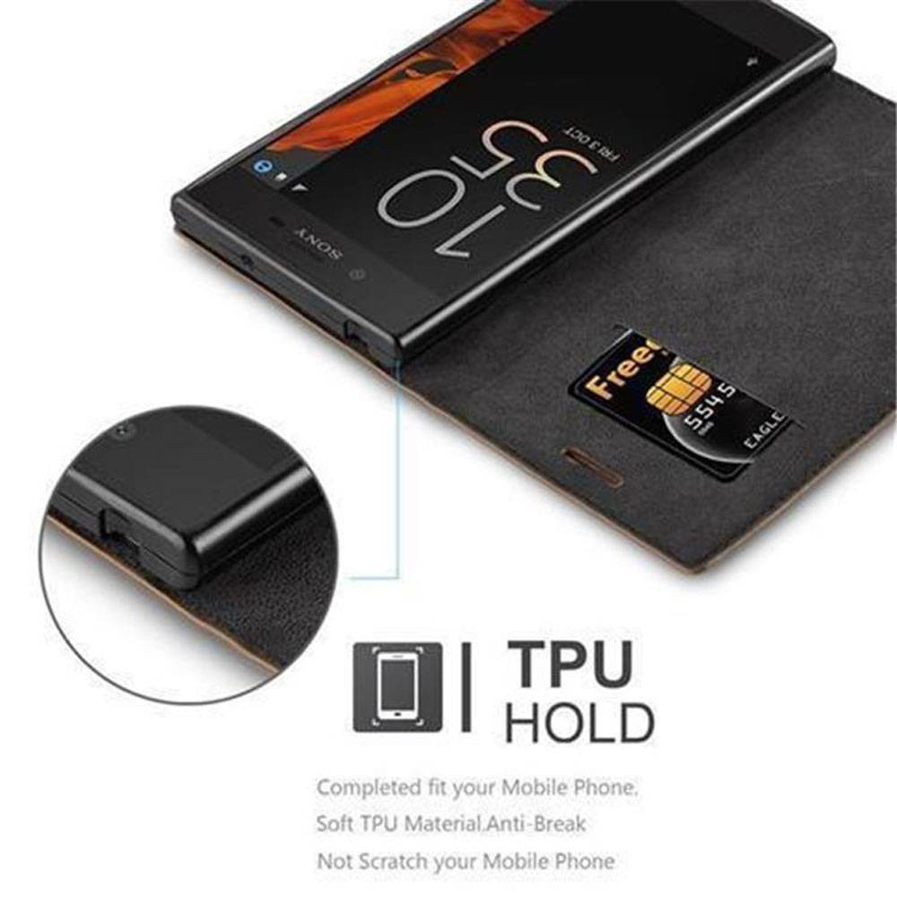 Cadorabo Hülle für Sony Xperia X COMPACT Schutz Hülle in Braun Handyhülle Etui Case Cover Magnetverschluss