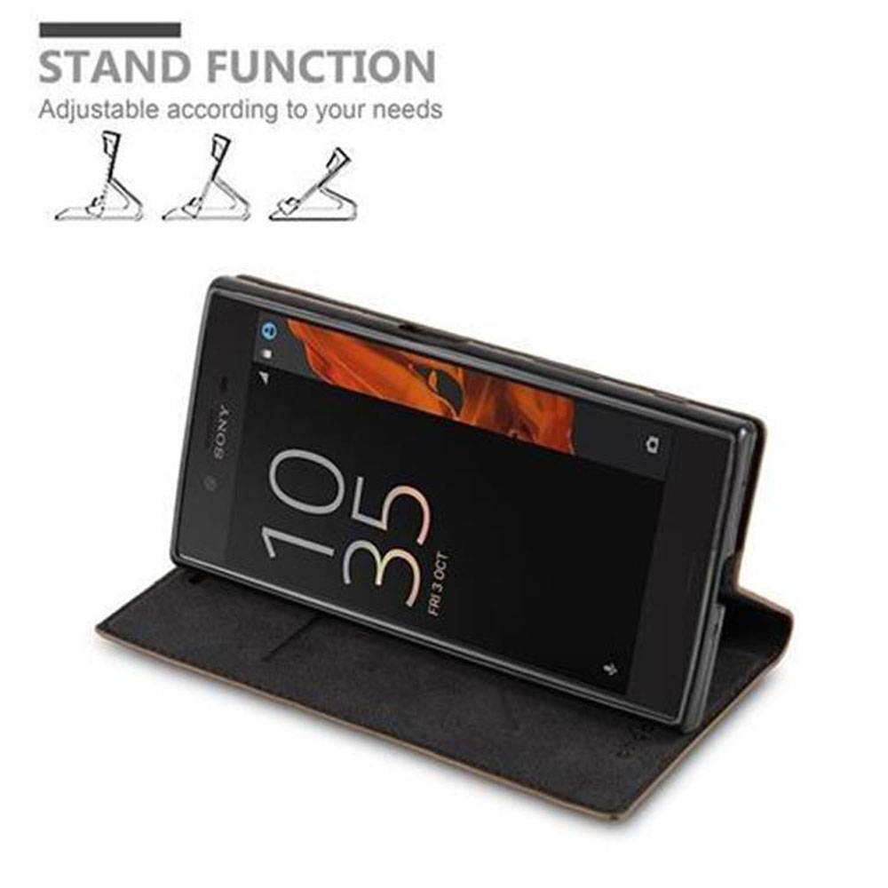 Cadorabo Hülle für Sony Xperia X COMPACT Schutz Hülle in Braun Handyhülle Etui Case Cover Magnetverschluss