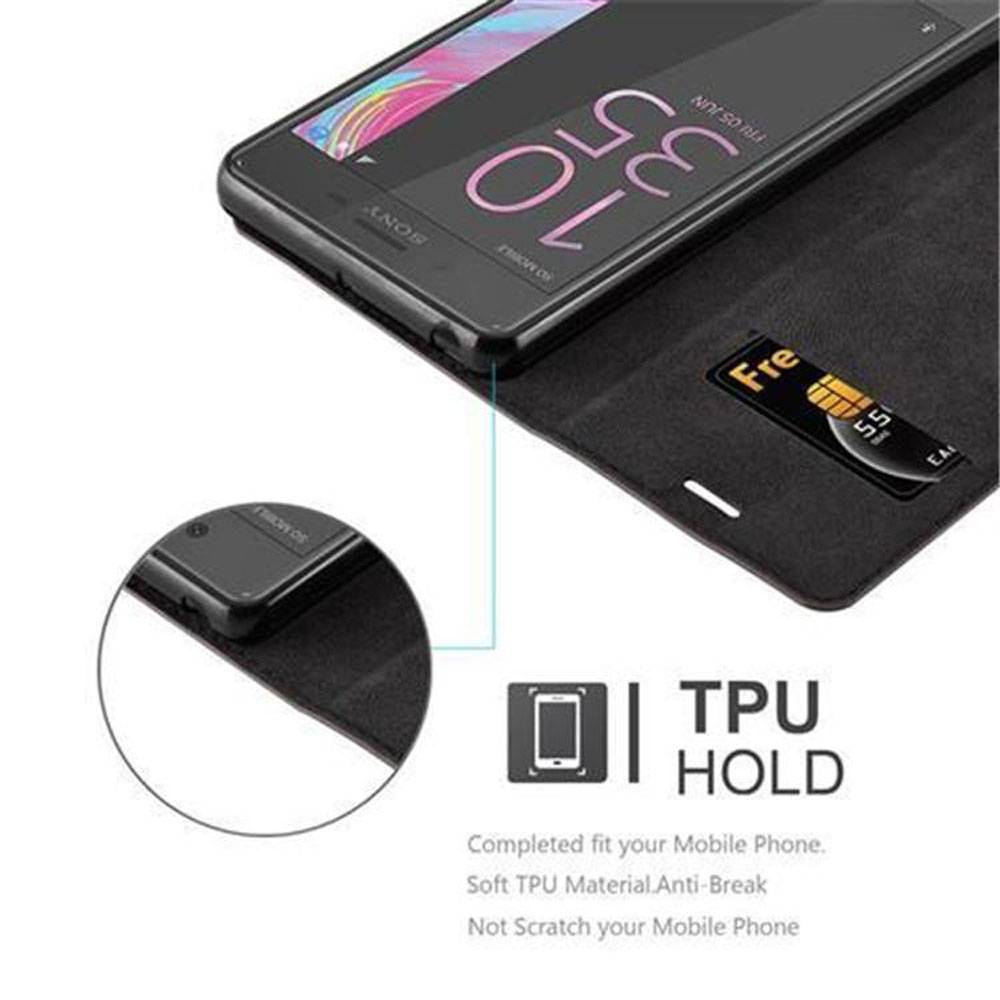 Cadorabo Hülle für Sony Xperia X PERFORMANCE Schutz Hülle in Braun Handyhülle Etui Case Cover Magnetverschluss