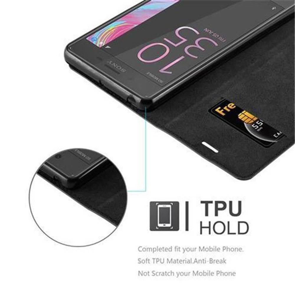 Cadorabo Hülle für Sony Xperia X PERFORMANCE Schutz Hülle in Schwarz Handyhülle Etui Case Cover Magnetverschluss