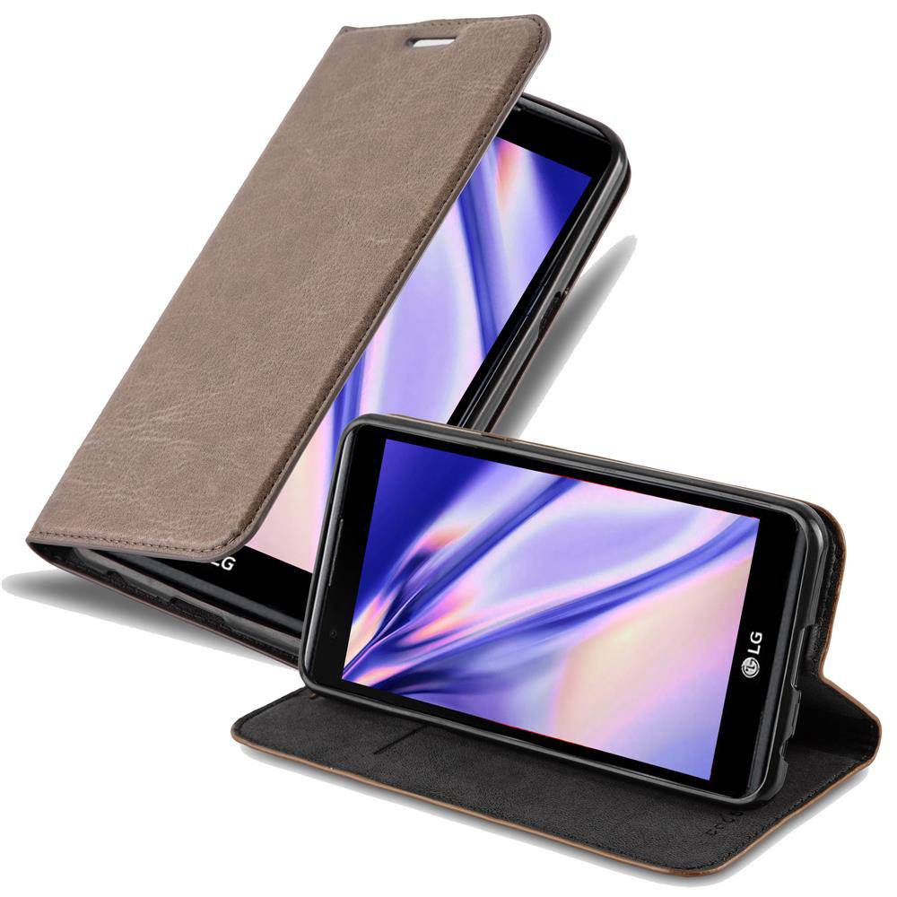 Cadorabo Hülle für LG X POWER Schutz Hülle in Braun Handyhülle Etui Case Cover Magnetverschluss