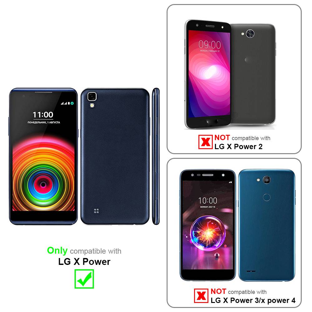 Cadorabo Hülle für LG X POWER Schutz Hülle in Braun Handyhülle Etui Case Cover Magnetverschluss