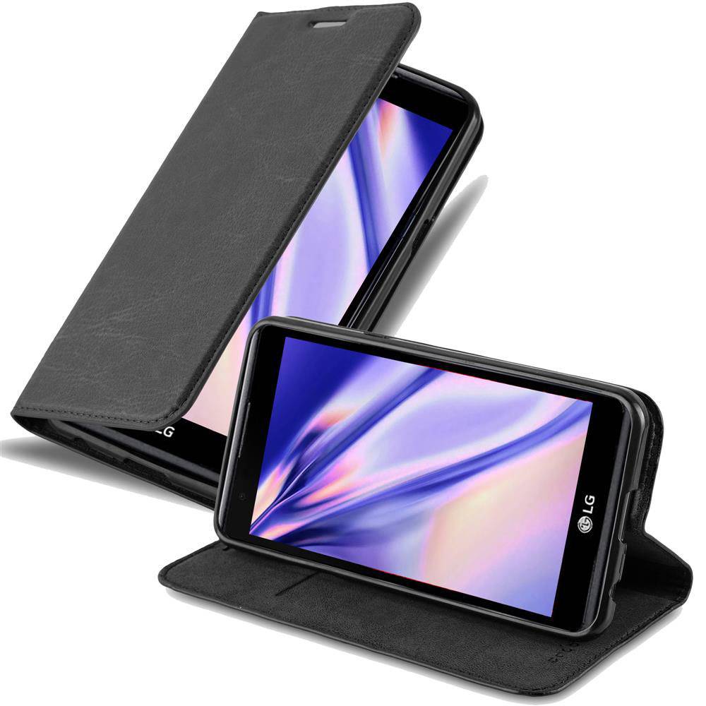 Cadorabo Hülle für LG X POWER Schutz Hülle in Schwarz Handyhülle Etui Case Cover Magnetverschluss