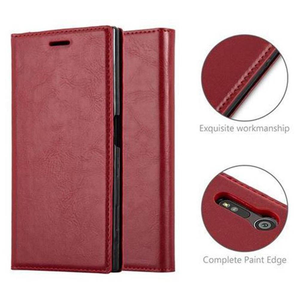 Cadorabo Hülle für Sony Xperia XZ / XZs Schutz Hülle in Rot Handyhülle Etui Case Cover Magnetverschluss