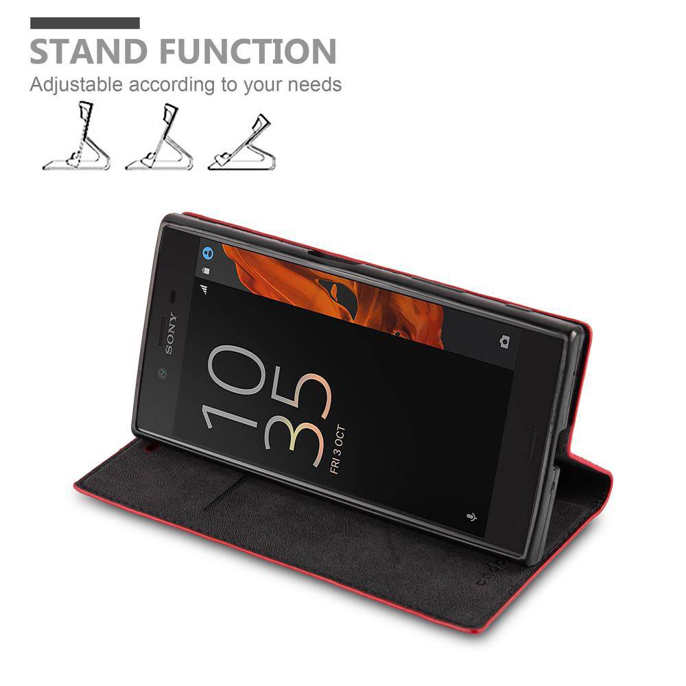 Cadorabo Hülle für Sony Xperia XZ / XZs Schutz Hülle in Rot Handyhülle Etui Case Cover Magnetverschluss
