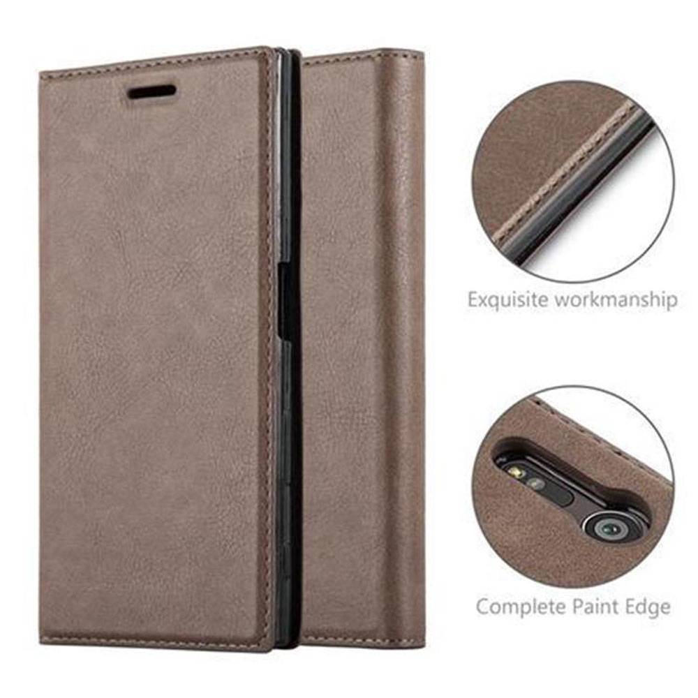 Cadorabo Hülle für Sony Xperia XZ / XZs Schutz Hülle in Braun Handyhülle Etui Case Cover Magnetverschluss