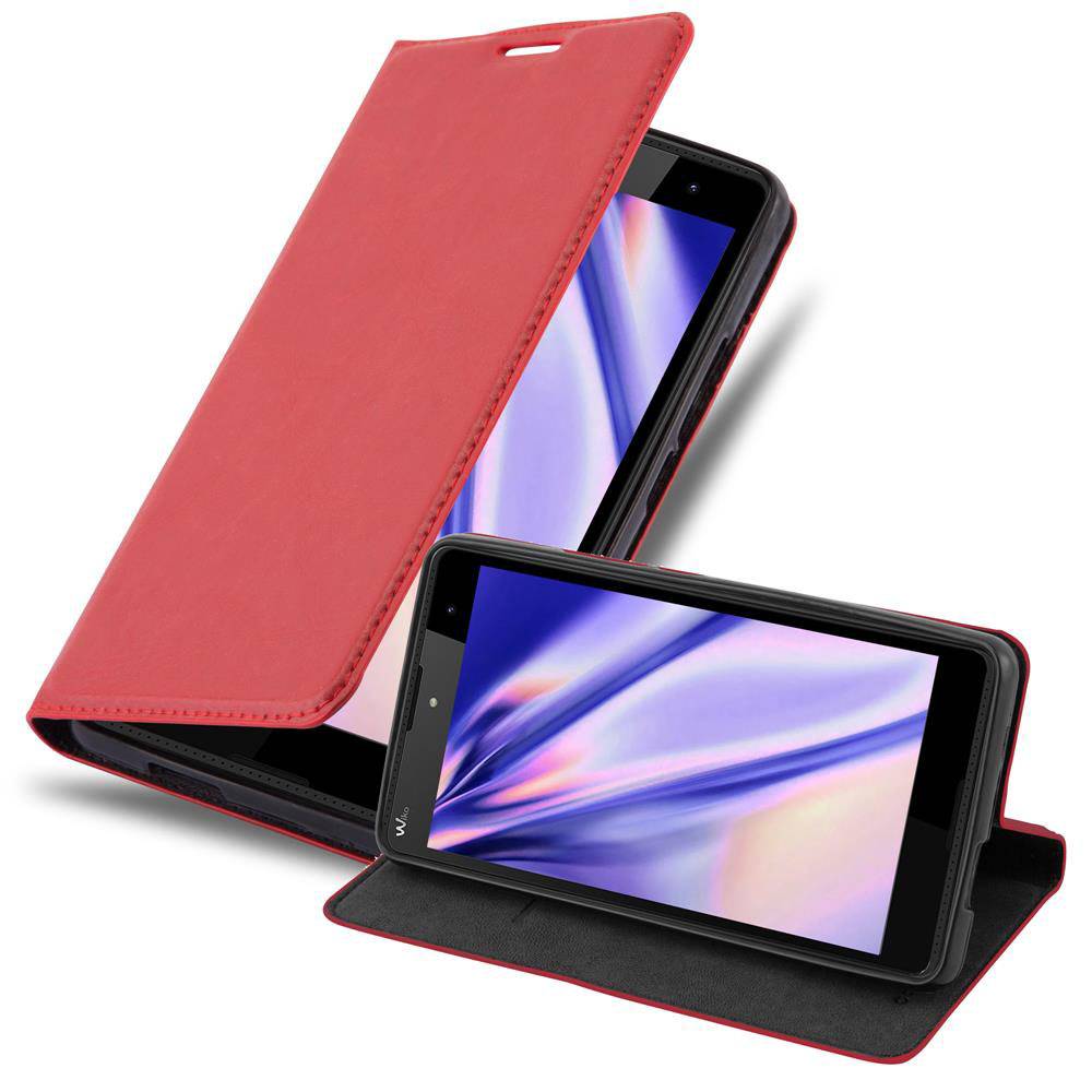 Cadorabo Hülle für WIKO ROBBY Schutz Hülle in Rot Handyhülle Etui Case Cover Magnetverschluss