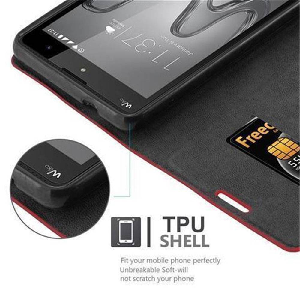 Cadorabo Hülle für WIKO ROBBY Schutz Hülle in Rot Handyhülle Etui Case Cover Magnetverschluss