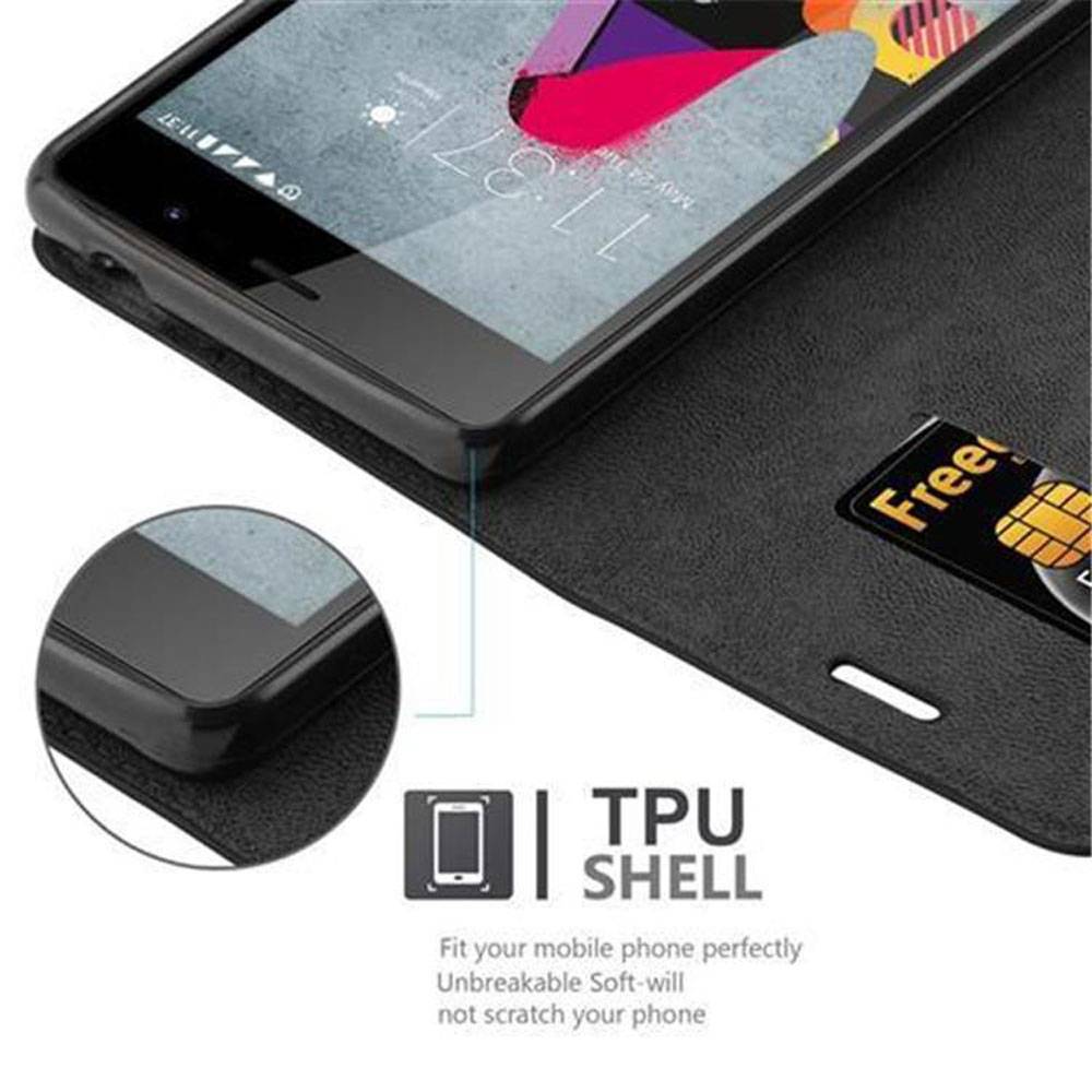 Cadorabo Hülle für WIKO U FEEL LITE Schutz Hülle in Schwarz Handyhülle Etui Case Cover Magnetverschluss